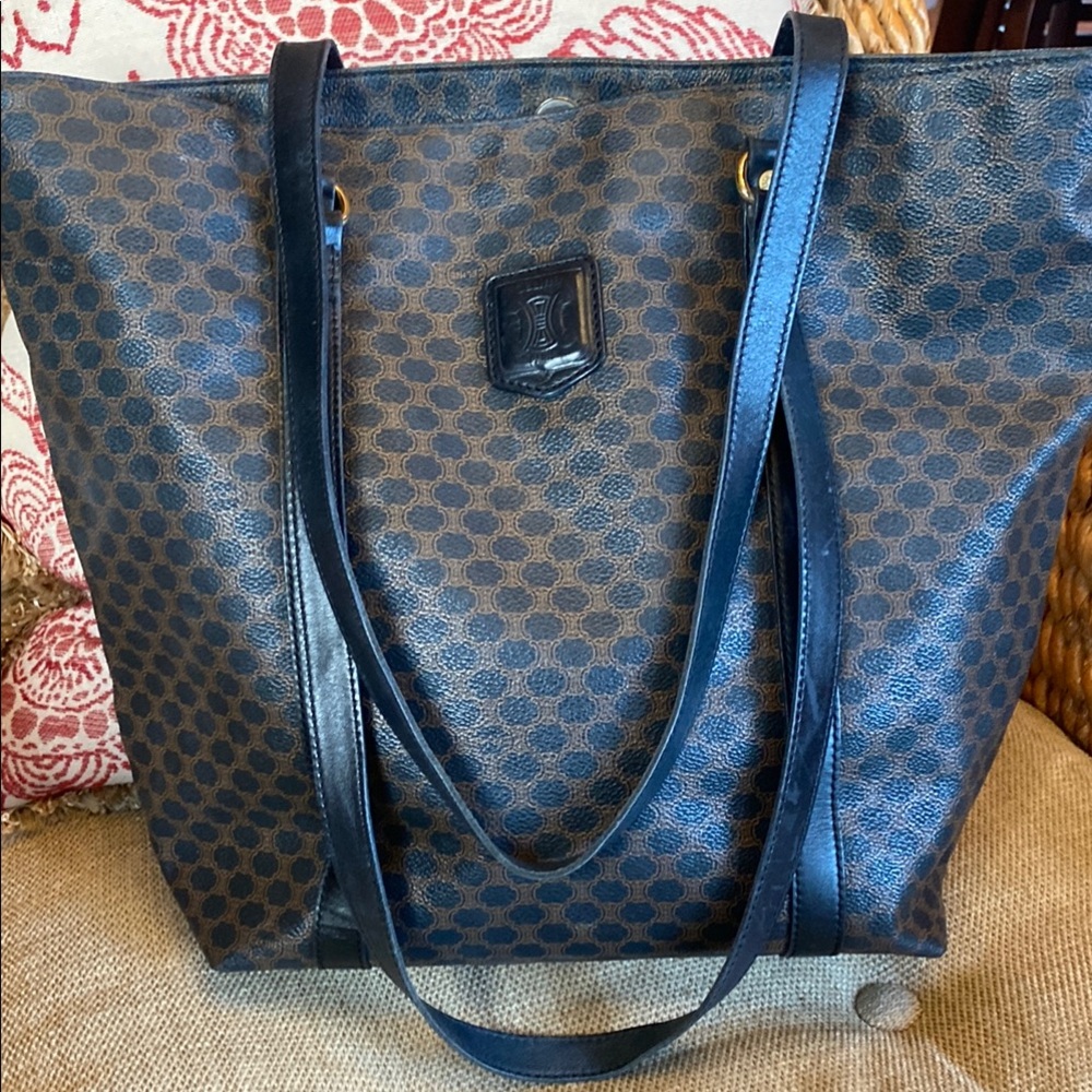 Celine Black and Brown Tote Bag with Iconic Design